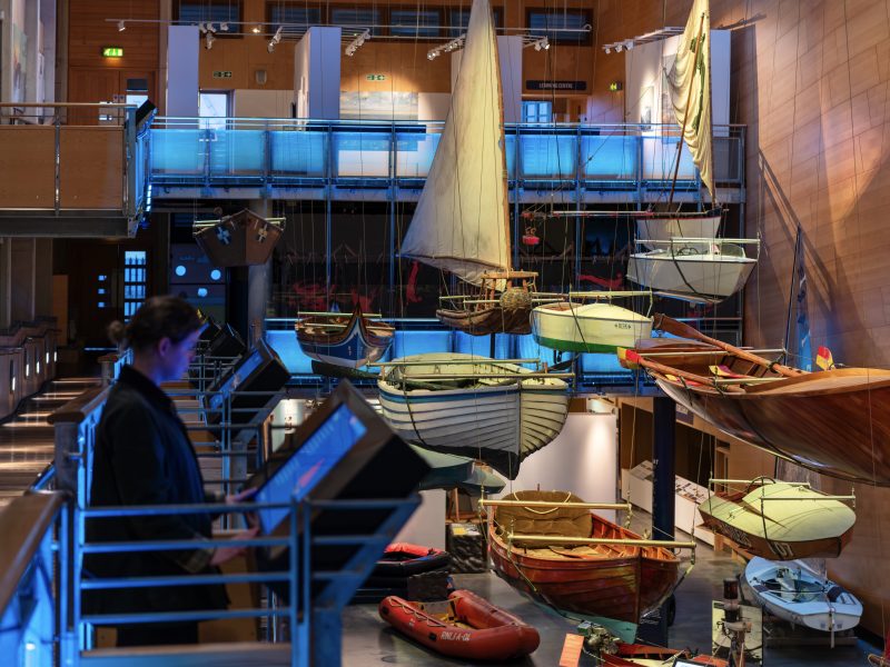 Boats in the hall at the museum