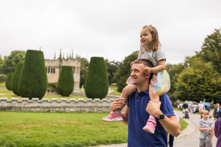 Families exploring the gardens during the Summer of Play event at Lanhydrock Cornwall Cred James Beck 768x512